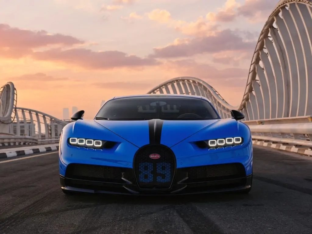 Bugatti Chiron blue front view