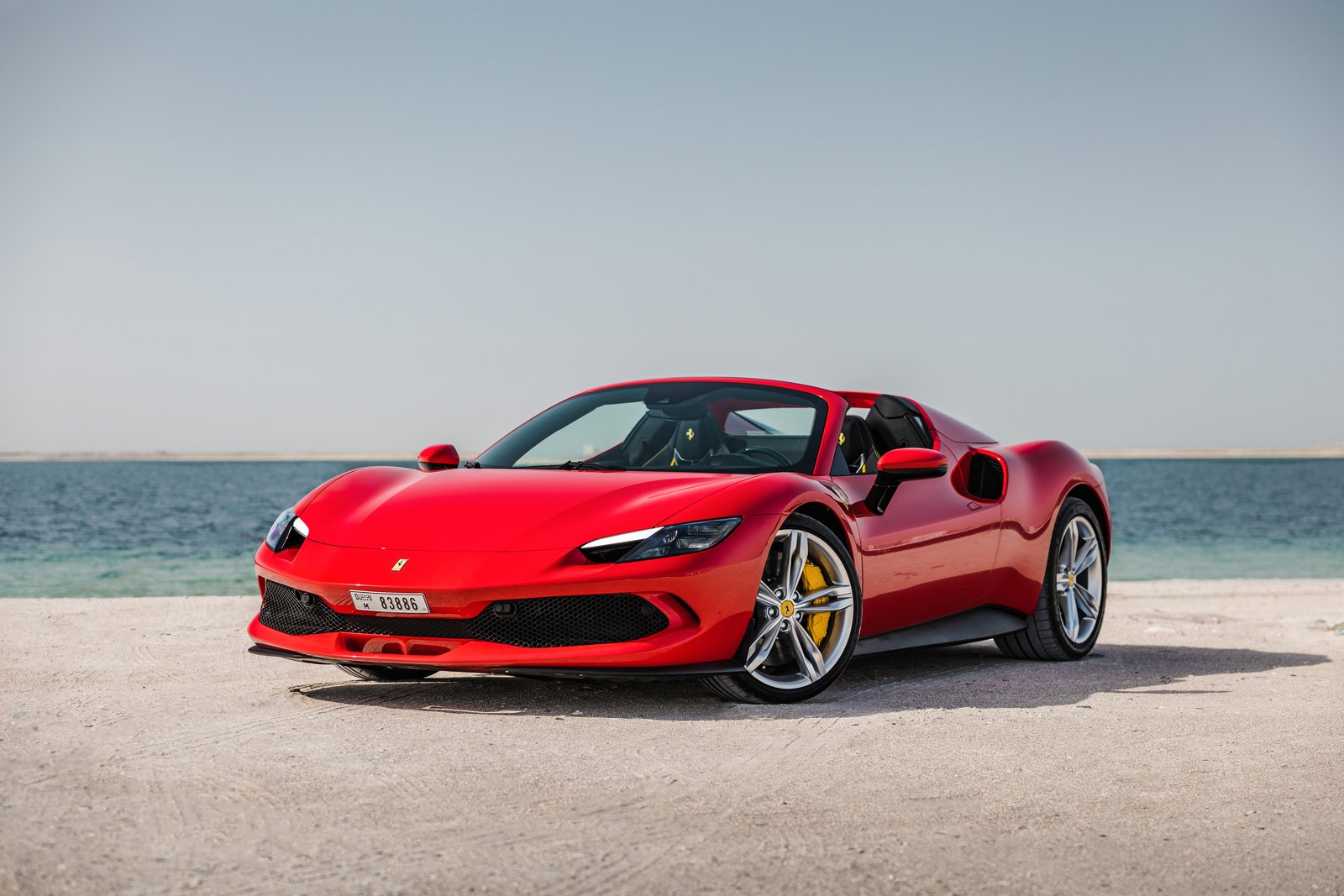 Ferrari 296 GTS red top-down front view