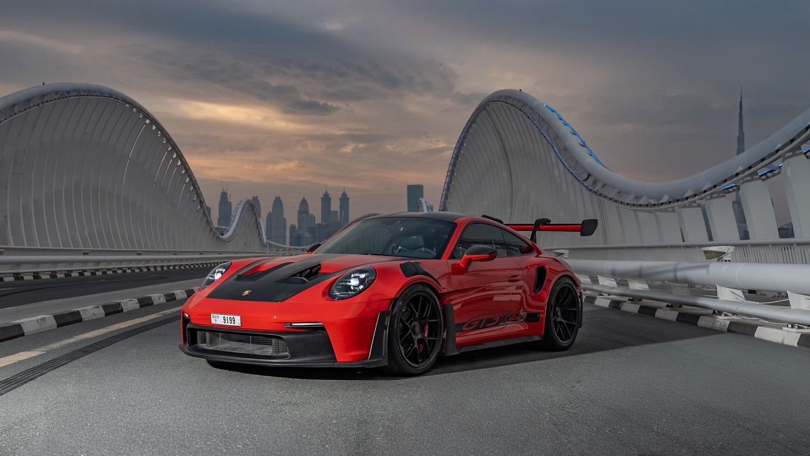 Porsche 911 GT3 RS red front three-quarter view