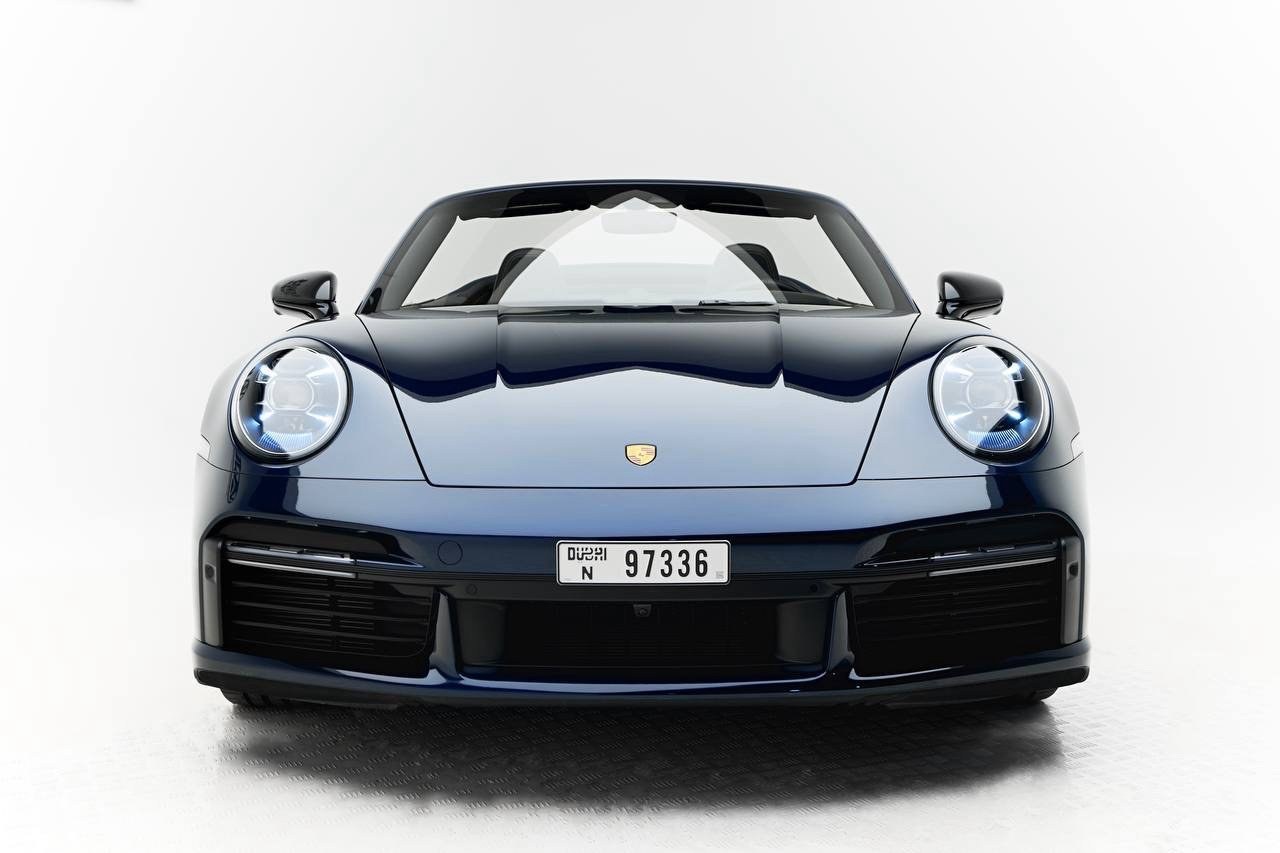 Porsche 911 Turbo S blue front view