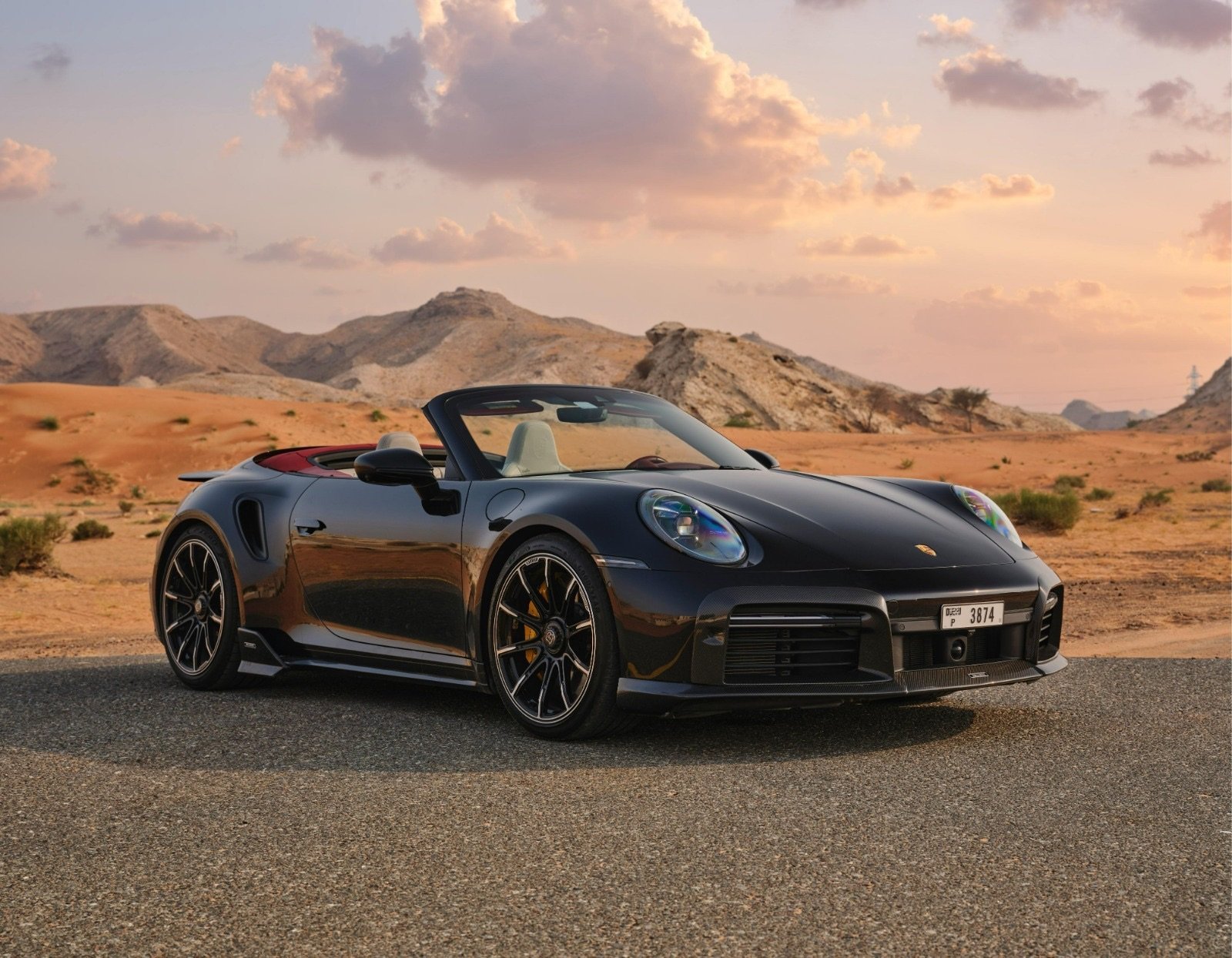 Porsche 911 Turbo S black front view