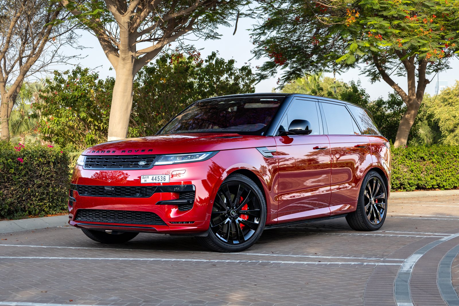 Range Rover Sport First Edition red front three-quarter view